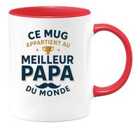 quotedazur - Mug Ce mug appartient au meilleur papa du monde - Tasse Cadeau Papa Homme - Rouge/Céramique