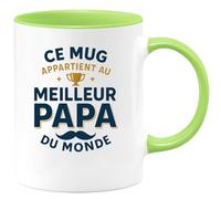 quotedazur - Mug Ce mug appartient au meilleur papa du monde - Tasse Cadeau Papa Homme - Vert/Céramique