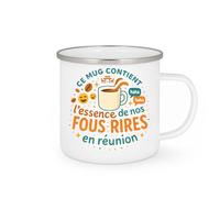 quotedazur - Mug Ce mug contient l'essence de nos fous rires en réunion - Tasse Cadeau Départ collègue - Blanc/Emaillé