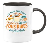 quotedazur - Mug Ce mug contient l'essence de nos fous rires en réunion - Tasse Cadeau Départ collègue - Noir/Céramique