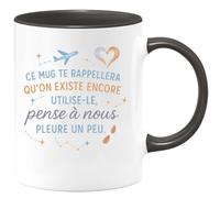 quotedazur - Mug Ce mug te rappellera qu'on existe encore. Utilise-le, pense à nous, pleure un peu. - Tasse Cadeau Départ collègue - Noir/Céramique