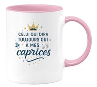 quotedazur - Mug Celui qui dira toujours oui à mes caprices - Tasse Cadeau Baptême Demande Futur Parrain Homme - Rose/Céramique