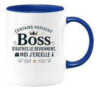 quotedazur - Mug Certains naissent Boss, d'autres le deviennent, moi j'excelle - Tasse Cadeau Boss Homme - Bleu/Céramique