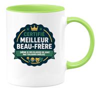 quotedazur - Mug certifié meilleur beau-frère (même si ses blagues ne sont pas toujours drôles) - Tasse Cadeau Beau-frère Homme - Vert/Céramique