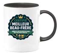 quotedazur - Mug certifié meilleur beau-frère (même si ses blagues ne sont pas toujours drôles) - Tasse Cadeau Beau-frère Homme - Noir/Céramique