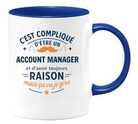 quotedazur - Mug C'est compliqué d'être un Account manager et d'avoir toujours raison, mais ça va je gère - Tasse Cadeau Account manager Homme - Bleu/Céramique