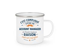 quotedazur - Mug C'est compliqué d'être un Account manager et d'avoir toujours raison, mais ça va je gère - Tasse Cadeau Account manager Homme - Blanc/Emaillé