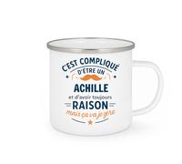quotedazur - Mug C'est compliqué d'être un Achille et d'avoir toujours raison, mais ça va je gère - Tasse Cadeau Achille Homme - Blanc/Emaillé