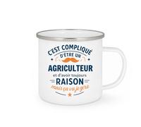 quotedazur - Mug C'est compliqué d'être un Agriculteur et d'avoir toujours raison, mais ça va je gère - Tasse Cadeau Agriculteur Homme - Blanc/Emaillé
