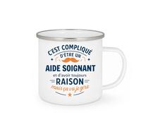 quotedazur - Mug C'est compliqué d'être un Aide soignant et d'avoir toujours raison, mais ça va je gère - Tasse Cadeau Aide soignant Homme - Blanc/Emaillé