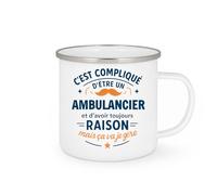 quotedazur - Mug C'est compliqué d'être un Ambulancier et d'avoir toujours raison, mais ça va je gère - Tasse Cadeau Ambulancier Homme - Blanc/Emaillé