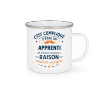 quotedazur - Mug C'est compliqué d'être un Apprenti et d'avoir toujours raison, mais ça va je gère - Tasse Cadeau Apprenti Homme - Blanc/Emaillé
