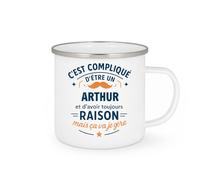 quotedazur - Mug C'est compliqué d'être un Arthur et d'avoir toujours raison, mais ça va je gère - Tasse Cadeau Arthur Homme - Blanc/Emaillé