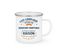 quotedazur - Mug C'est compliqué d'être un Assistant Comptable et d'avoir toujours raison, mais ça va je gère - Tasse Cadeau Assistant Comptable Homme - Blanc/Emaillé
