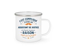 quotedazur - Mug C'est compliqué d'être un Assistant de Justice et d'avoir toujours raison, mais ça va je gère - Tasse Cadeau Assistant de Justice Homme - Blanc/Emaillé