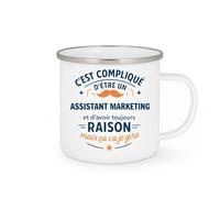 quotedazur - Mug C'est compliqué d'être un Assistant Marketing et d'avoir toujours raison, mais ça va je gère - Tasse Cadeau Assistant Marketing Homme - Blanc/Emaillé