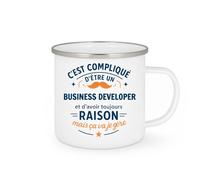 quotedazur - Mug C'est compliqué d'être un Business Developer et d'avoir toujours raison, mais ça va je gère - Tasse Cadeau Business Developer Homme - Blanc/Emaillé
