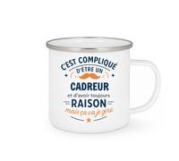 quotedazur - Mug C'est compliqué d'être un Cadreur et d'avoir toujours raison, mais ça va je gère - Tasse Cadeau Cadreur Homme - Blanc/Emaillé