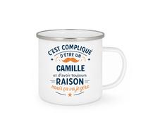 quotedazur - Mug C'est compliqué d'être un Camille et d'avoir toujours raison, mais ça va je gère - Tasse Cadeau Camille Homme - Blanc/Emaillé