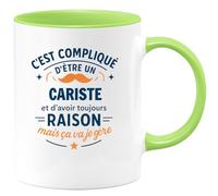 quotedazur - Mug C'est compliqué d'être un Cariste et d'avoir toujours raison, mais ça va je gère - Tasse Cadeau Cariste Homme - Vert/Céramique