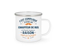 quotedazur - Mug C'est compliqué d'être un Chauffeur de Bus et d'avoir toujours raison, mais ça va je gère - Tasse Cadeau Chauffeur de Bus Homme - Blanc/Emaillé