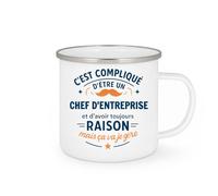quotedazur - Mug C'est compliqué d'être un Chef d'entreprise et d'avoir toujours raison, mais ça va je gère - Tasse Cadeau Chef d'entreprise Homme - Blanc/Emaillé
