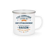 quotedazur - Mug C'est compliqué d'être un Chef d'établissement et d'avoir toujours raison, mais ça va je gère - Tasse Cadeau Chef d'établissement Homme - Blanc/Emaillé