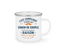 quotedazur - Mug C'est compliqué d'être un Coach De Couple et d'avoir toujours raison, mais ça va je gère - Tasse Cadeau Coach De Couple Homme - Blanc/Emaillé