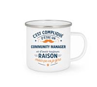 quotedazur - Mug C'est compliqué d'être un Community Manager et d'avoir toujours raison, mais ça va je gère - Tasse Cadeau Community Manager Homme - Blanc/Emaillé
