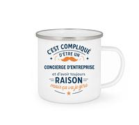 quotedazur - Mug C'est compliqué d'être un Concierge d'entreprise et d'avoir toujours raison, mais ça va je gère - Tasse Cadeau Concierge d'entreprise Homme - Blanc/Emaillé