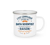 quotedazur - Mug C'est compliqué d'être un Data Scientist et d'avoir toujours raison, mais ça va je gère - Tasse Cadeau Data Scientist Homme - Blanc/Emaillé