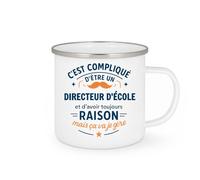 quotedazur - Mug C'est compliqué d'être un Directeur d'école et d'avoir toujours raison, mais ça va je gère - Tasse Cadeau Directeur d'école Homme - Blanc/Emaillé
