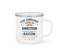 quotedazur - Mug C'est compliqué d'être un Directeur et d'avoir toujours raison, mais ça va je gère - Tasse Cadeau Directeur Homme - Blanc/Emaillé