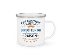 quotedazur - Mug C'est compliqué d'être un Directeur RH et d'avoir toujours raison, mais ça va je gère - Tasse Cadeau Directeur RH Homme - Blanc/Emaillé