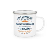 quotedazur - Mug C'est compliqué d'être un Éducateur spécialisé et d'avoir toujours raison, mais ça va je gère - Tasse Cadeau Éducateur spécialisé Homme - Blanc/Emaillé