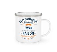 quotedazur - Mug C'est compliqué d'être un Ewan et d'avoir toujours raison, mais ça va je gère - Tasse Cadeau Ewan Homme - Blanc/Emaillé