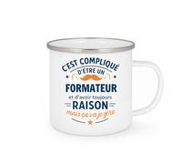 quotedazur - Mug C'est compliqué d'être un Formateur et d'avoir toujours raison, mais ça va je gère - Tasse Cadeau Formateur Homme - Blanc/Emaillé