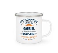 quotedazur - Mug C'est compliqué d'être un Gabriel et d'avoir toujours raison, mais ça va je gère - Tasse Cadeau Gabriel Homme - Blanc/Emaillé