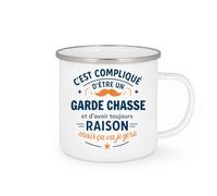 quotedazur - Mug C'est compliqué d'être un Garde chasse et d'avoir toujours raison, mais ça va je gère - Tasse Cadeau Garde chasse Homme - Blanc/Emaillé