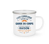 quotedazur - Mug C'est compliqué d'être un Garde du corps et d'avoir toujours raison, mais ça va je gère - Tasse Cadeau Garde du corps Homme - Blanc/Emaillé