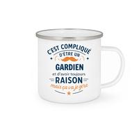 quotedazur - Mug C'est compliqué d'être un Gardien et d'avoir toujours raison, mais ça va je gère - Tasse Cadeau Gardien Homme - Blanc/Emaillé
