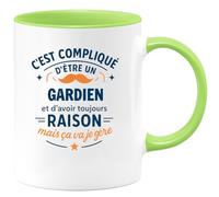quotedazur - Mug C'est compliqué d'être un Gardien et d'avoir toujours raison, mais ça va je gère - Tasse Cadeau Gardien Homme - Vert/Céramique