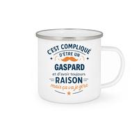 quotedazur - Mug C'est compliqué d'être un Gaspard et d'avoir toujours raison, mais ça va je gère - Tasse Cadeau Gaspard Homme - Blanc/Emaillé
