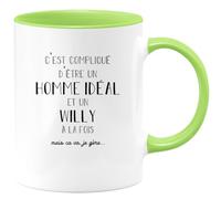 quotedazur - Mug C'est Compliqué D'être Un Homme Idéal Et Willy Mais Ça Va Je Gère Vert/Céramique