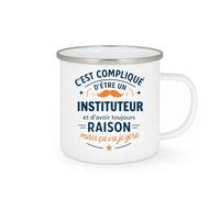 quotedazur - Mug C'est compliqué d'être un Instituteur et d'avoir toujours raison, mais ça va je gère - Tasse Cadeau Instituteur Homme - Blanc/Emaillé