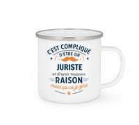 quotedazur - Mug C'est compliqué d'être un Juriste et d'avoir toujours raison, mais ça va je gère - Tasse Cadeau Juriste Homme - Blanc/Emaillé
