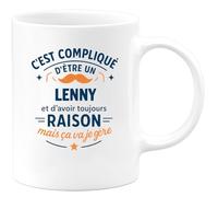 quotedazur - Mug C'est compliqué d'être un Lenny et d'avoir toujours raison, mais ça va je gère - Tasse Cadeau Lenny Homme - Blanc/Céramique