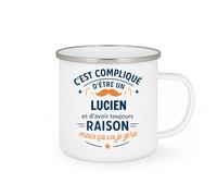 quotedazur - Mug C'est compliqué d'être un Lucien et d'avoir toujours raison, mais ça va je gère - Tasse Cadeau Lucien Homme - Blanc/Emaillé