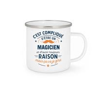 quotedazur - Mug C'est compliqué d'être un Magicien et d'avoir toujours raison, mais ça va je gère - Tasse Cadeau Magicien Homme - Blanc/Emaillé