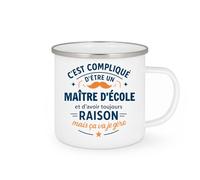 quotedazur - Mug C'est compliqué d'être un Maître d'école et d'avoir toujours raison, mais ça va je gère - Tasse Cadeau Maître d'école Homme - Blanc/Emaillé